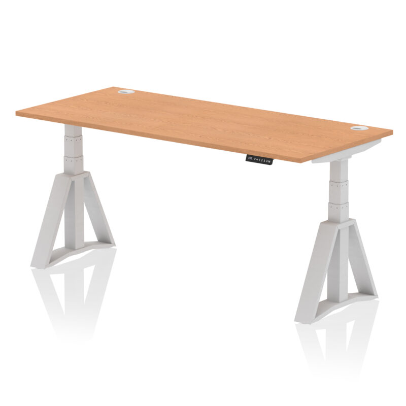 Breeze Height Adjustable Desk With Cable Ports With Piste Foot - Image 20