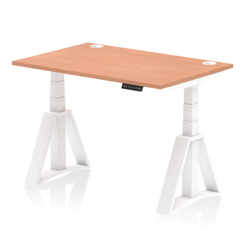 Breeze Height Adjustable Desk With Cable Ports With Piste Foot - Image 21