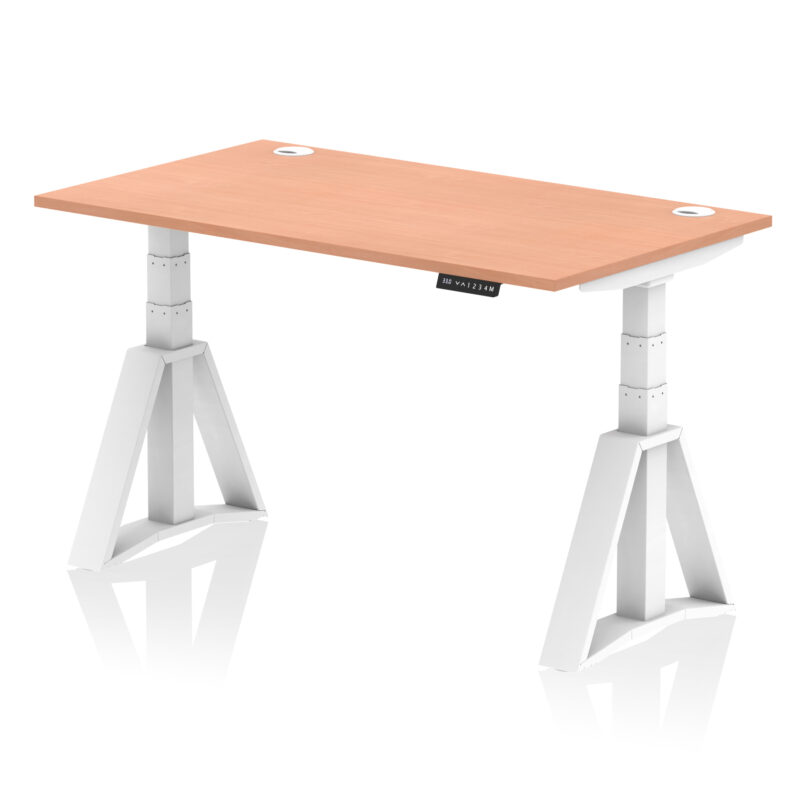 Breeze Height Adjustable Desk With Cable Ports With Piste Foot - Image 22
