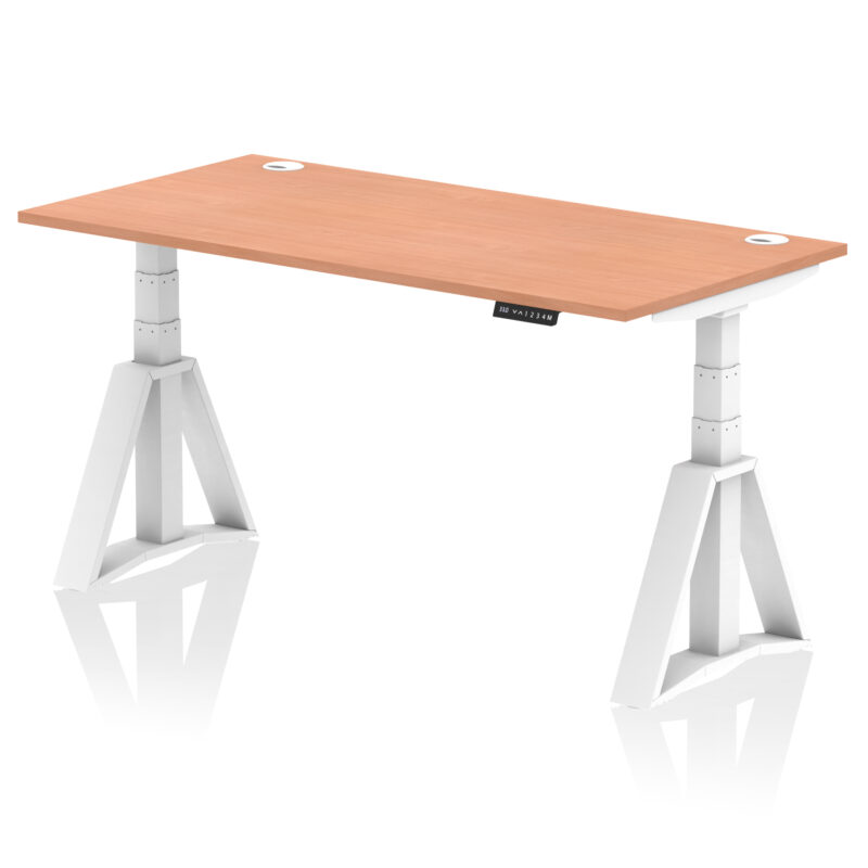 Breeze Height Adjustable Desk With Cable Ports With Piste Foot - Image 23