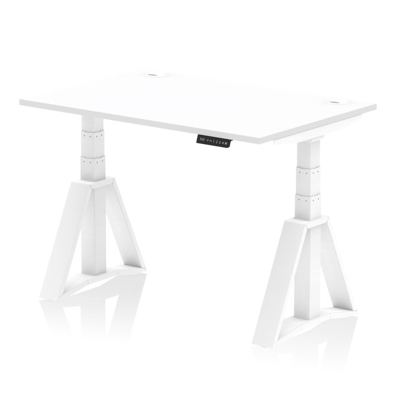 Breeze Height Adjustable Desk With Cable Ports With Piste Foot - Image 29
