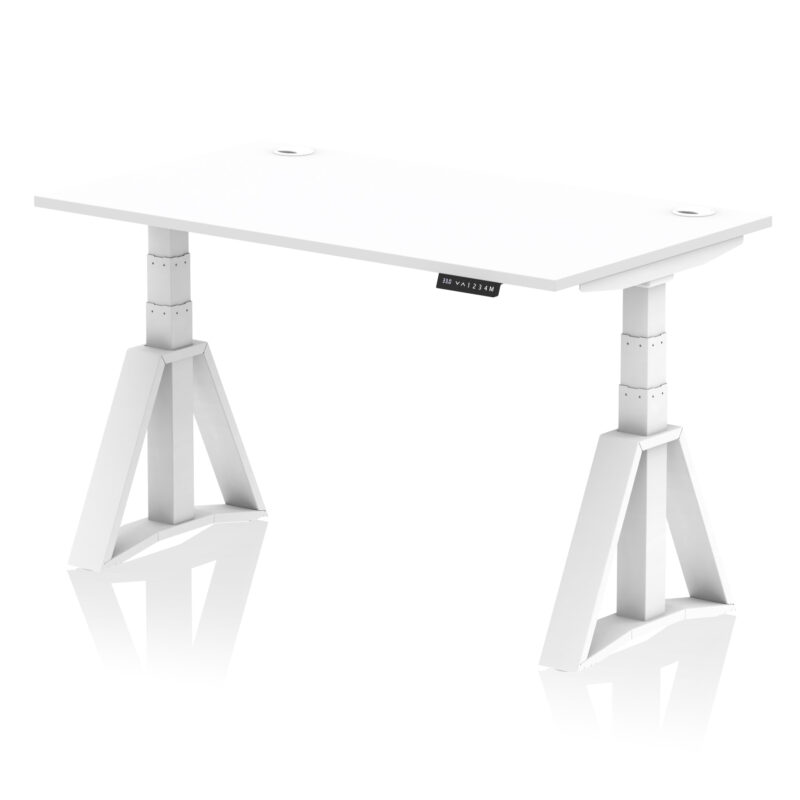 Breeze Height Adjustable Desk With Cable Ports With Piste Foot - Image 30