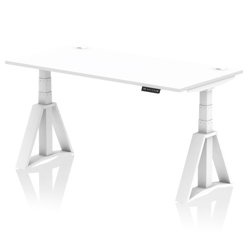 Breeze Height Adjustable Desk With Cable Ports With Piste Foot - Image 31