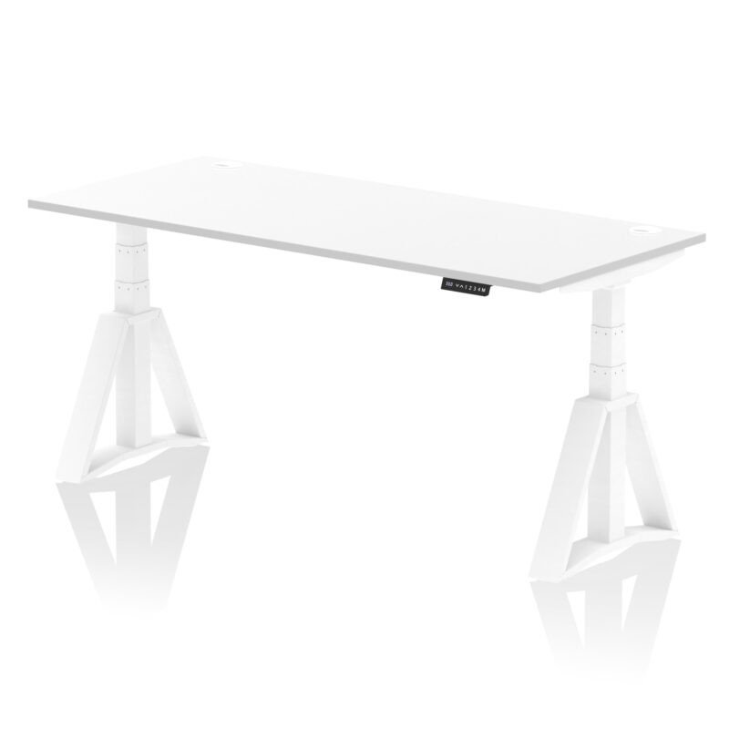 Breeze Height Adjustable Desk With Cable Ports With Piste Foot - Image 32