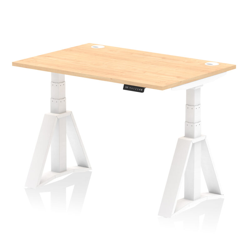 Breeze Height Adjustable Desk With Cable Ports With Piste Foot - Image 33
