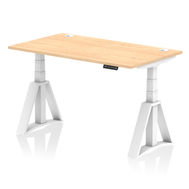 Breeze Height Adjustable Desk With Cable Ports With Piste Foot - Image 34
