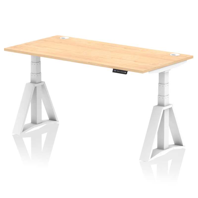 Breeze Height Adjustable Desk With Cable Ports With Piste Foot - Image 35