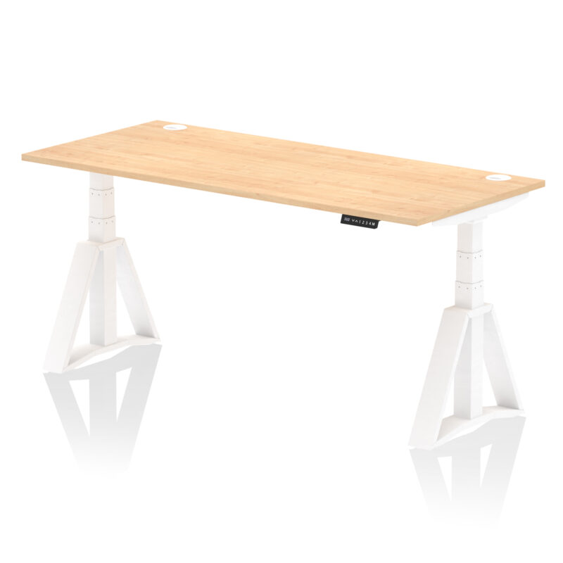 Breeze Height Adjustable Desk With Cable Ports With Piste Foot - Image 36