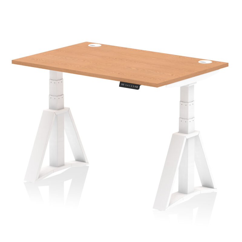Breeze Height Adjustable Desk With Cable Ports With Piste Foot - Image 37