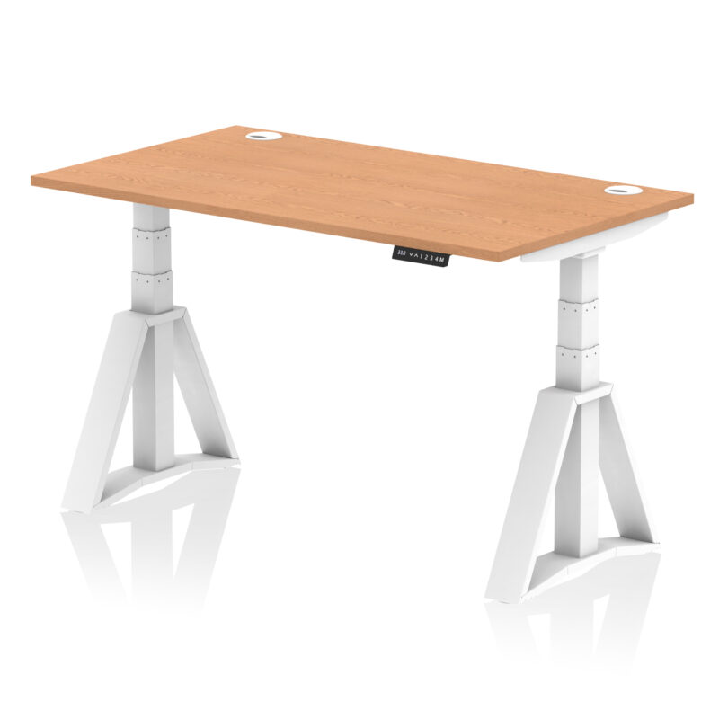 Breeze Height Adjustable Desk With Cable Ports With Piste Foot - Image 38