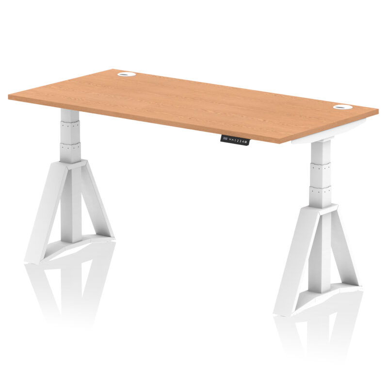 Breeze Height Adjustable Desk With Cable Ports With Piste Foot - Image 39