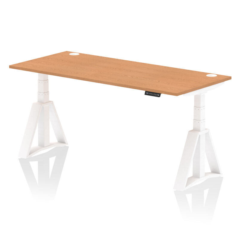 Breeze Height Adjustable Desk With Cable Ports With Piste Foot - Image 40