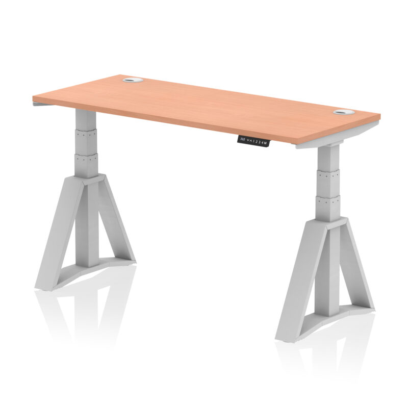 Breeze Height Adjustable Slimline Desk With Cable Ports With Piste Foot - Image 2