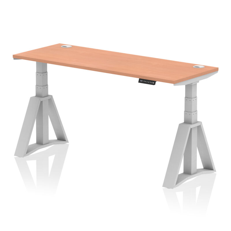 Breeze Height Adjustable Slimline Desk With Cable Ports With Piste Foot - Image 3