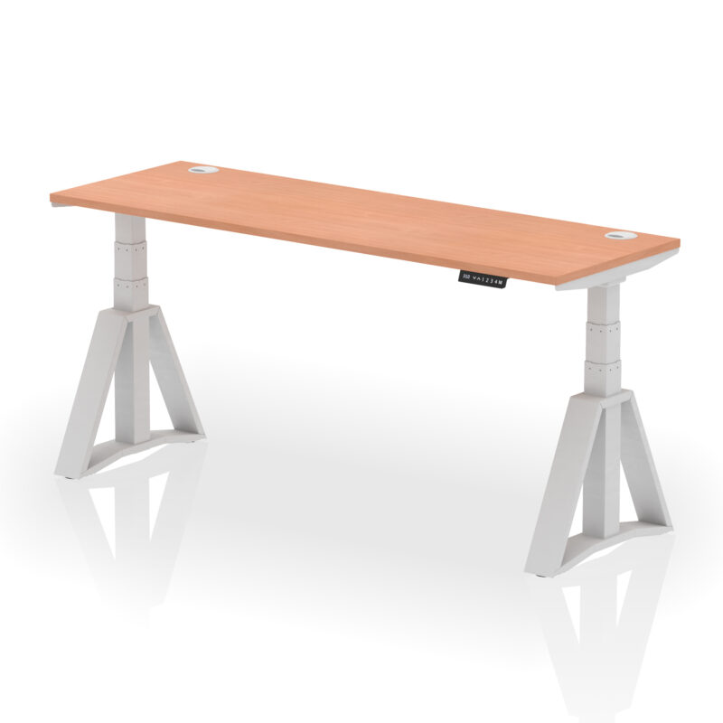 Breeze Height Adjustable Slimline Desk With Cable Ports With Piste Foot - Image 4