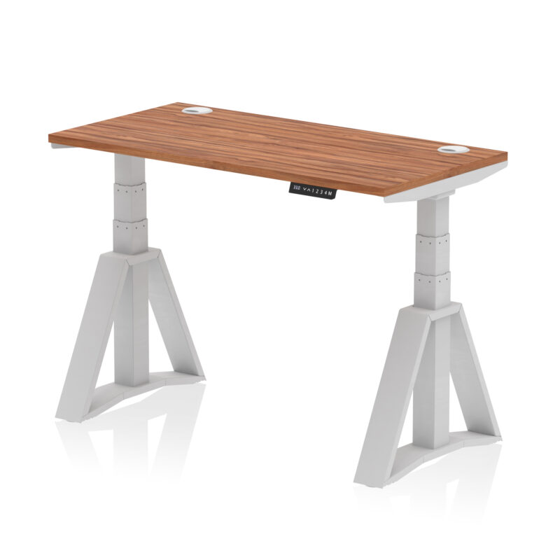 Breeze Height Adjustable Slimline Desk With Cable Ports With Piste Foot - Image 5