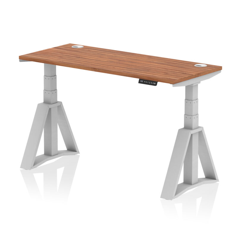 Breeze Height Adjustable Slimline Desk With Cable Ports With Piste Foot - Image 6