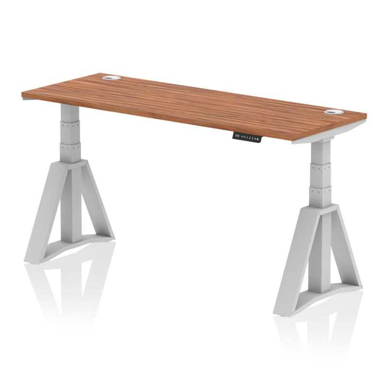 Breeze Height Adjustable Slimline Desk With Cable Ports With Piste Foot - Image 7