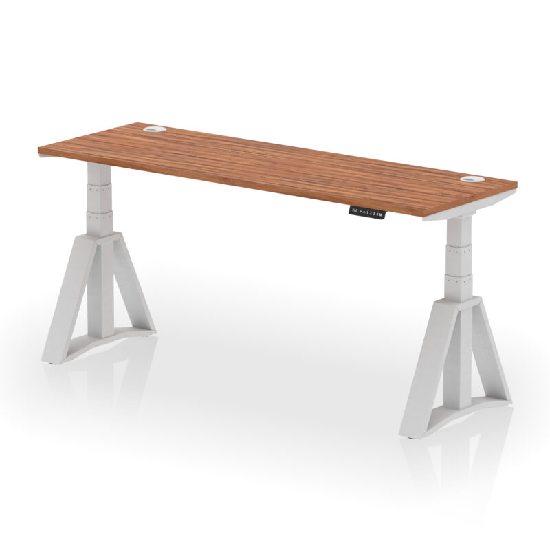 Breeze Height Adjustable Slimline Desk With Cable Ports With Piste Foot - Image 8