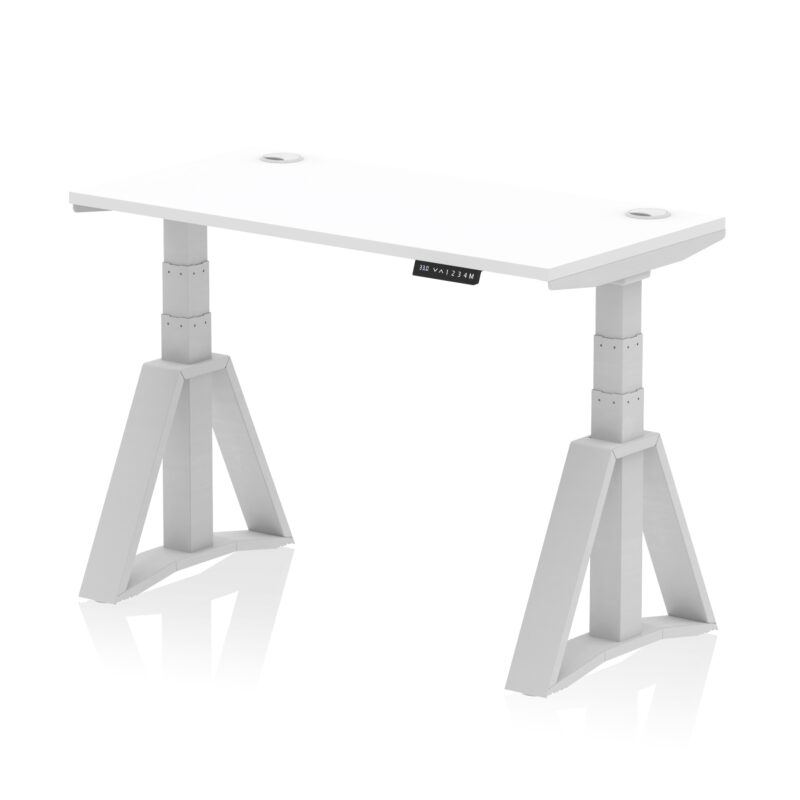 Breeze Height Adjustable Slimline Desk With Cable Ports With Piste Foot - Image 9