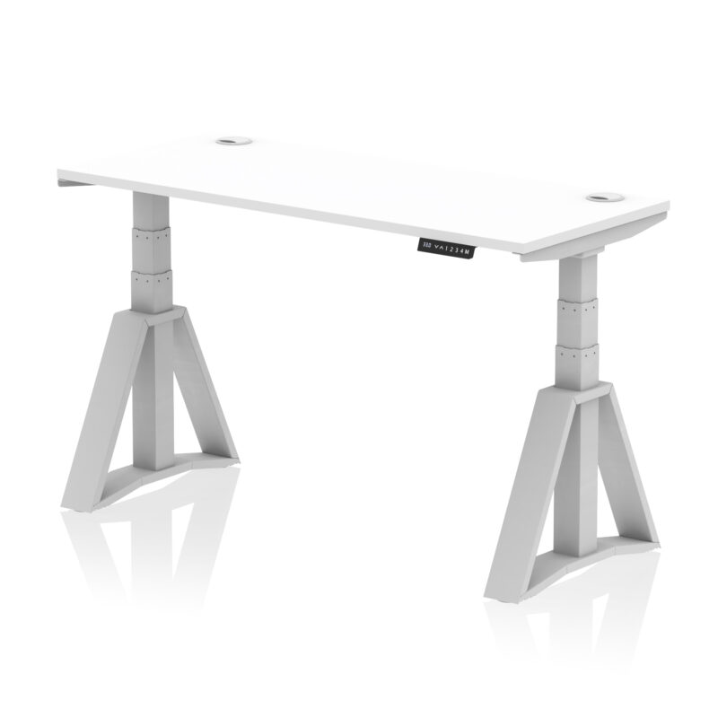 Breeze Height Adjustable Slimline Desk With Cable Ports With Piste Foot - Image 10