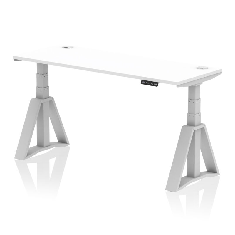 Breeze Height Adjustable Slimline Desk With Cable Ports With Piste Foot - Image 11