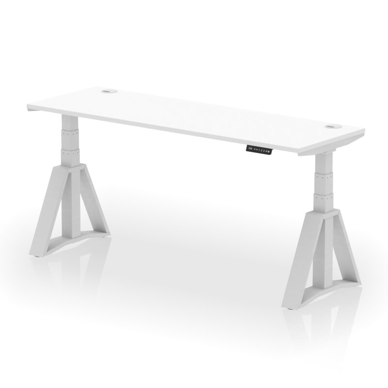 Breeze Height Adjustable Slimline Desk With Cable Ports With Piste Foot - Image 12
