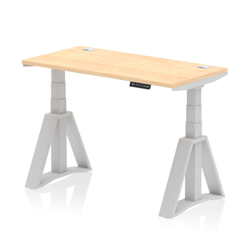 Breeze Height Adjustable Slimline Desk With Cable Ports With Piste Foot - Image 13