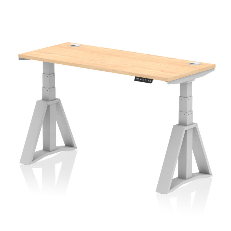 Breeze Height Adjustable Slimline Desk With Cable Ports With Piste Foot - Image 14