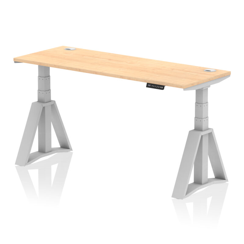 Breeze Height Adjustable Slimline Desk With Cable Ports With Piste Foot - Image 15