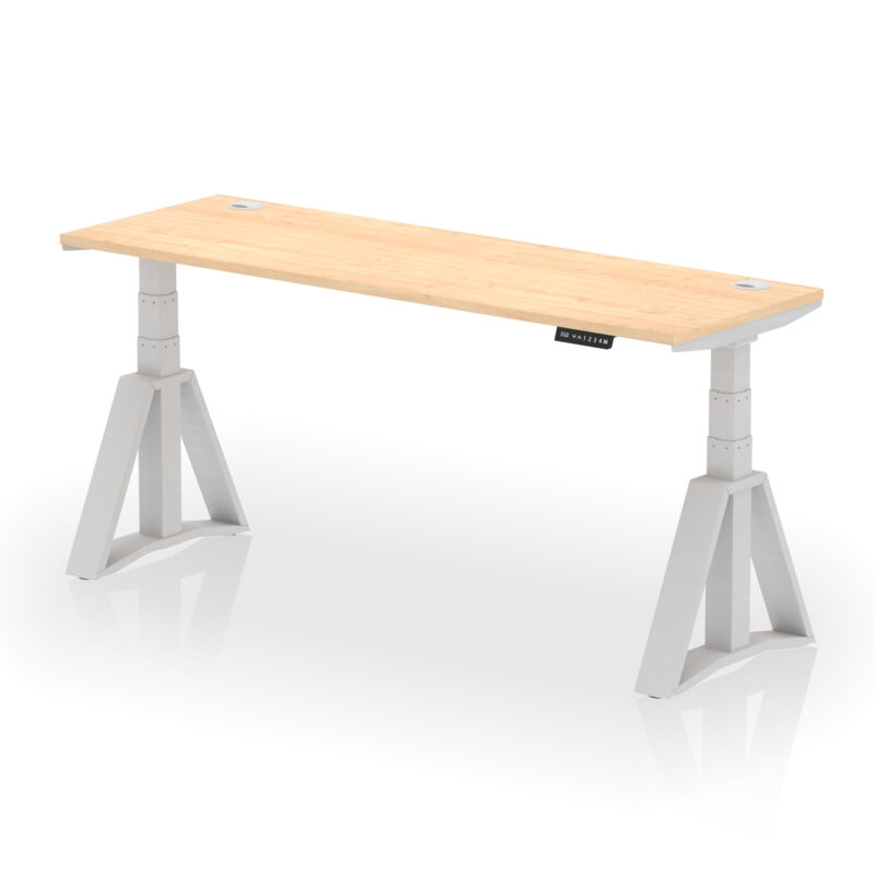Breeze Height Adjustable Slimline Desk With Cable Ports With Piste Foot - Image 16