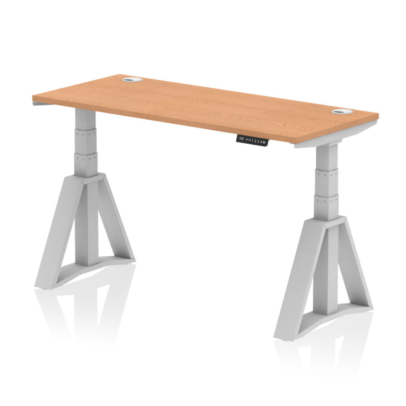Breeze Height Adjustable Slimline Desk With Cable Ports With Piste Foot - Image 18
