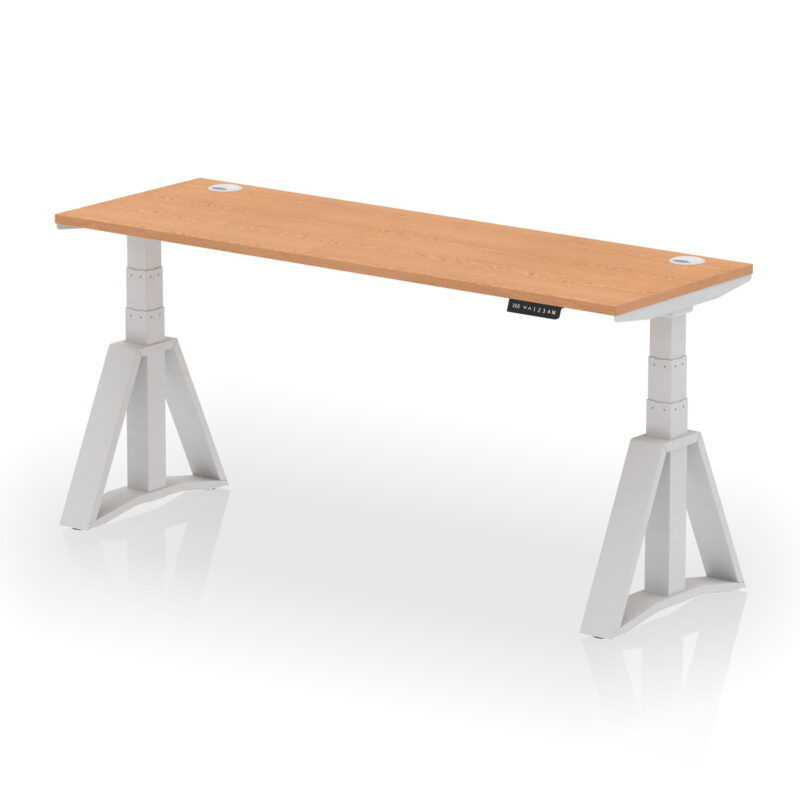 Breeze Height Adjustable Slimline Desk With Cable Ports With Piste Foot - Image 20