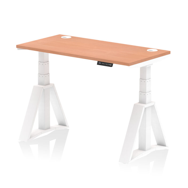 Breeze Height Adjustable Slimline Desk With Cable Ports With Piste Foot - Image 21