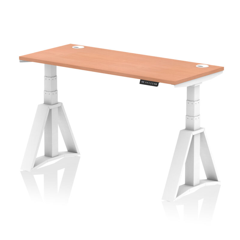 Breeze Height Adjustable Slimline Desk With Cable Ports With Piste Foot - Image 22