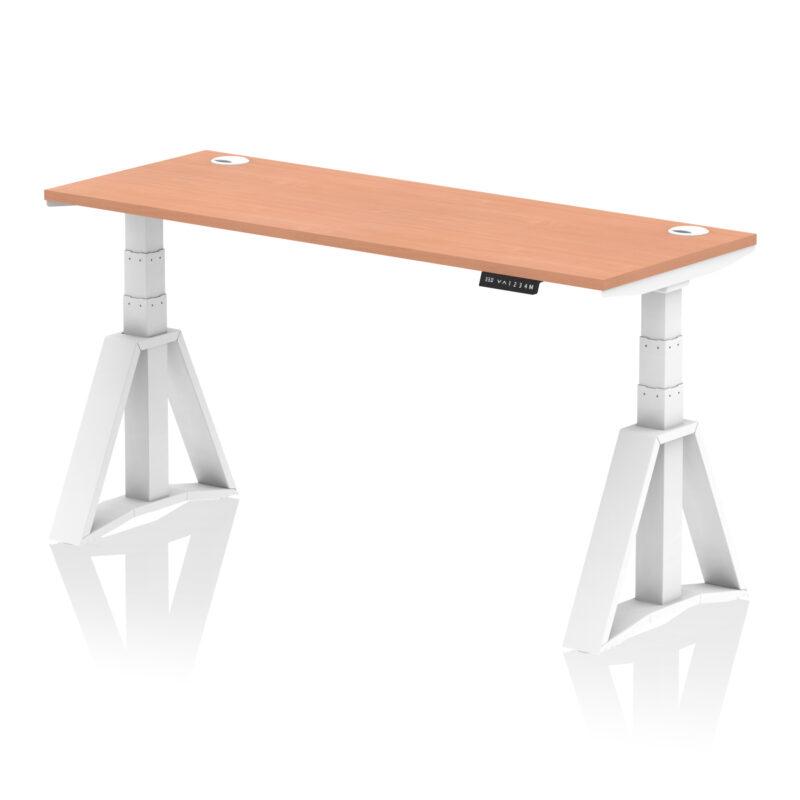 Breeze Height Adjustable Slimline Desk With Cable Ports With Piste Foot - Image 23