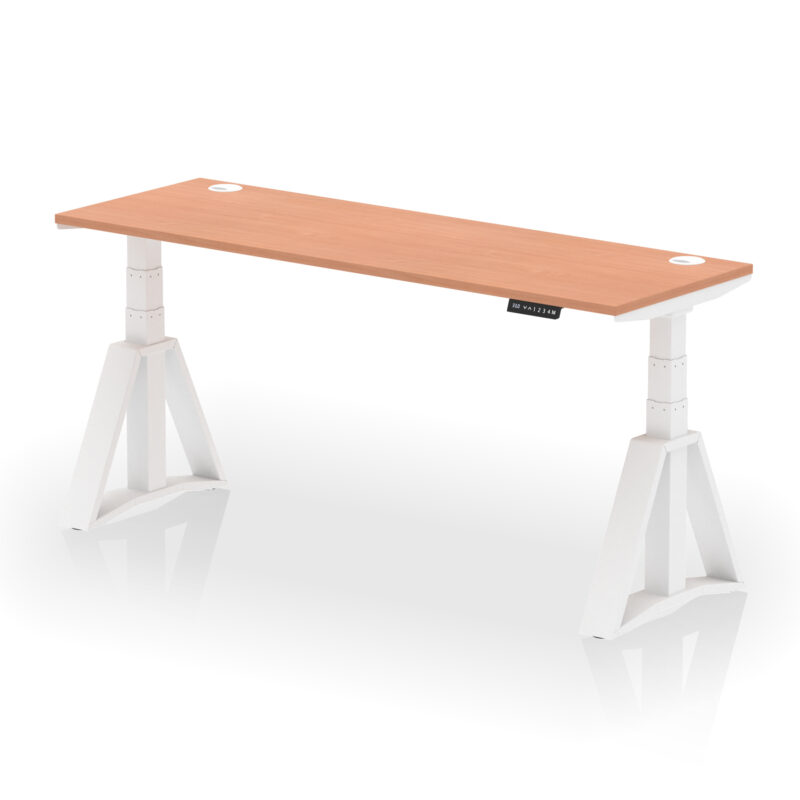 Breeze Height Adjustable Slimline Desk With Cable Ports With Piste Foot - Image 24