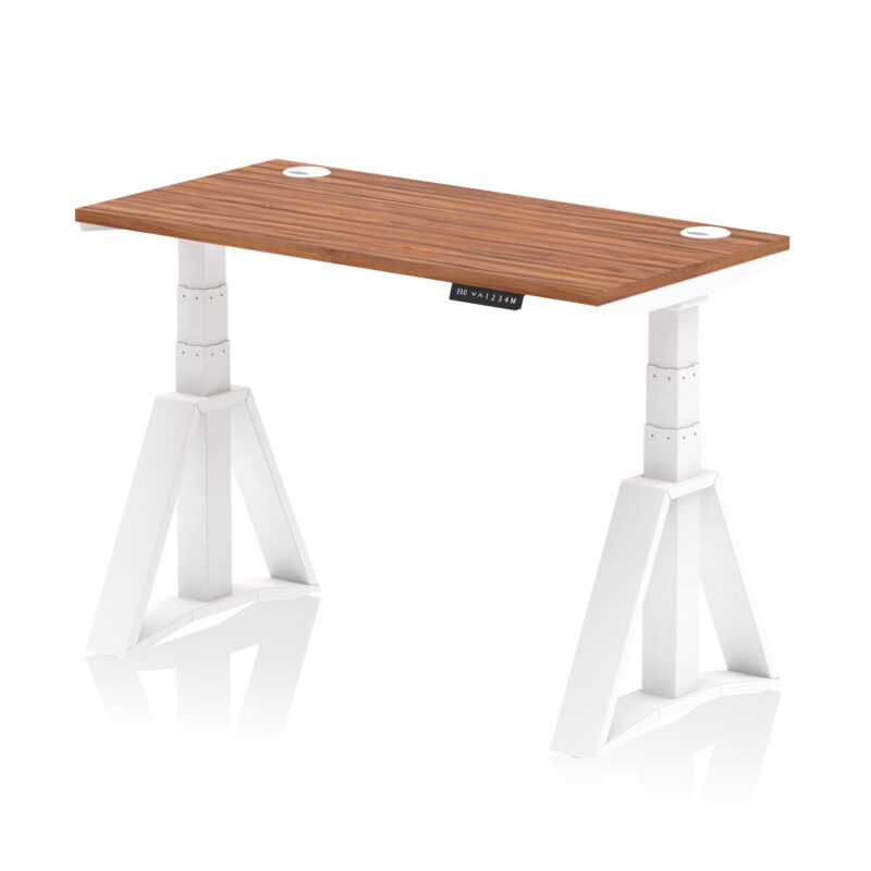 Breeze Height Adjustable Slimline Desk With Cable Ports With Piste Foot - Image 25