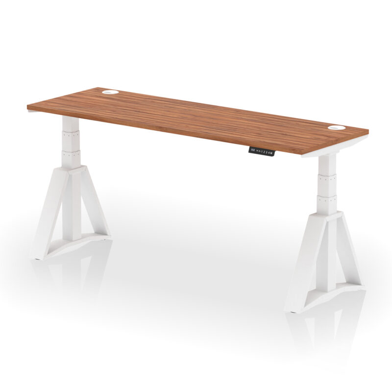 Breeze Height Adjustable Slimline Desk With Cable Ports With Piste Foot - Image 28