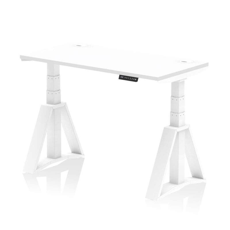 Breeze Height Adjustable Slimline Desk With Cable Ports With Piste Foot - Image 29