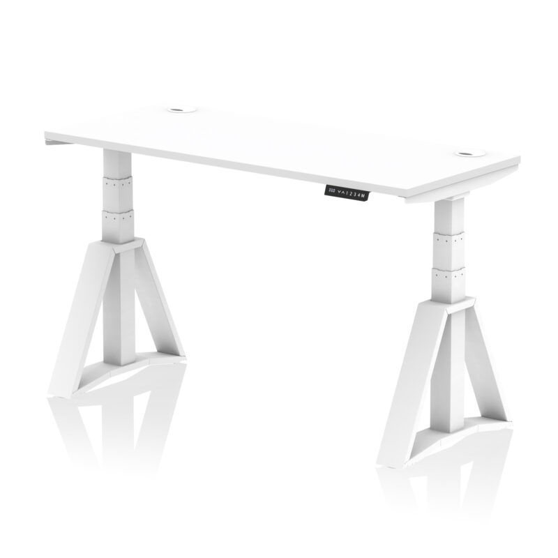 Breeze Height Adjustable Slimline Desk With Cable Ports With Piste Foot - Image 30