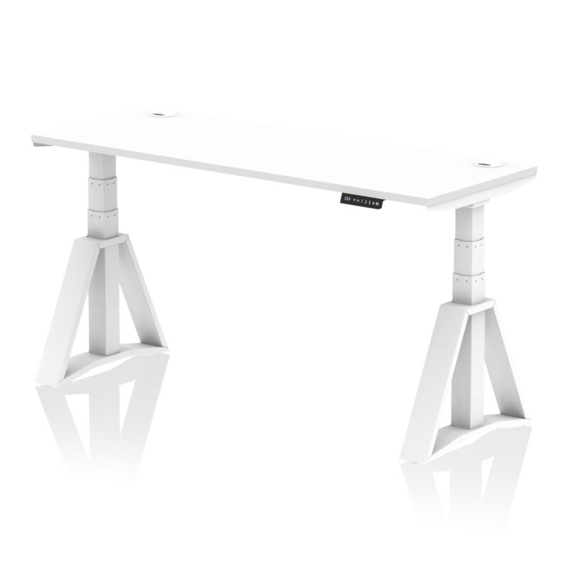 Breeze Height Adjustable Slimline Desk With Cable Ports With Piste Foot - Image 31
