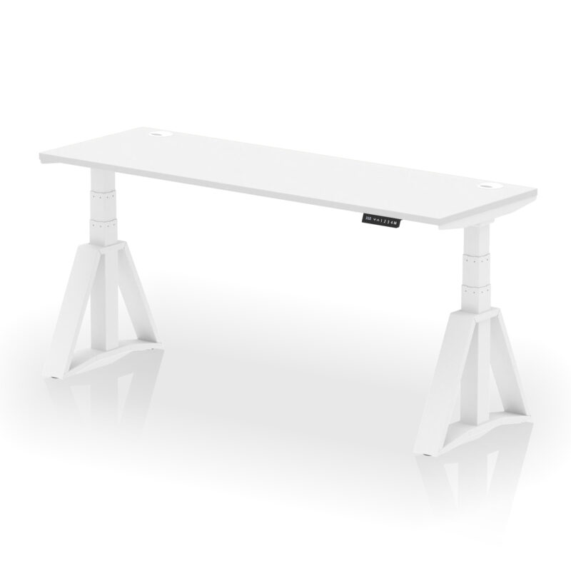 Breeze Height Adjustable Slimline Desk With Cable Ports With Piste Foot - Image 32