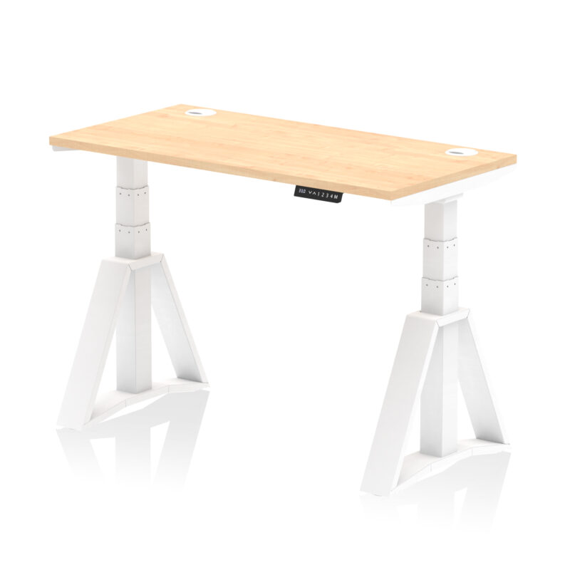 Breeze Height Adjustable Slimline Desk With Cable Ports With Piste Foot - Image 33