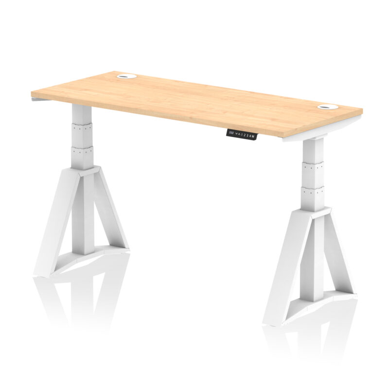 Breeze Height Adjustable Slimline Desk With Cable Ports With Piste Foot - Image 34