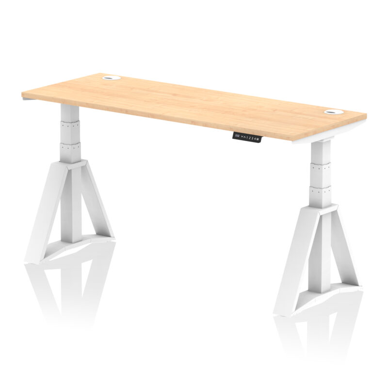 Breeze Height Adjustable Slimline Desk With Cable Ports With Piste Foot - Image 35
