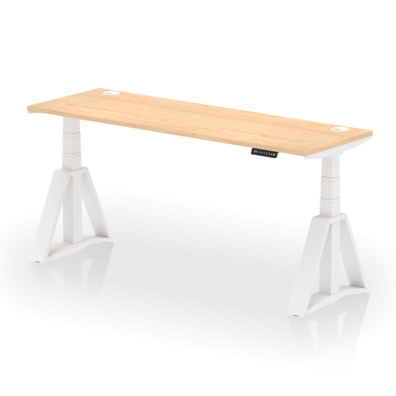 Breeze Height Adjustable Slimline Desk With Cable Ports With Piste Foot - Image 36