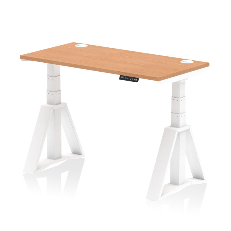 Breeze Height Adjustable Slimline Desk With Cable Ports With Piste Foot - Image 37