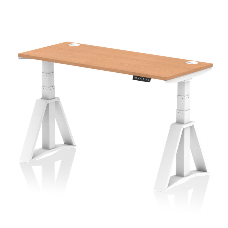 Breeze Height Adjustable Slimline Desk With Cable Ports With Piste Foot - Image 38