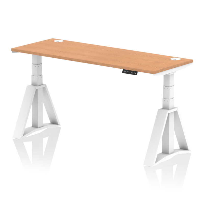 Breeze Height Adjustable Slimline Desk With Cable Ports With Piste Foot - Image 39